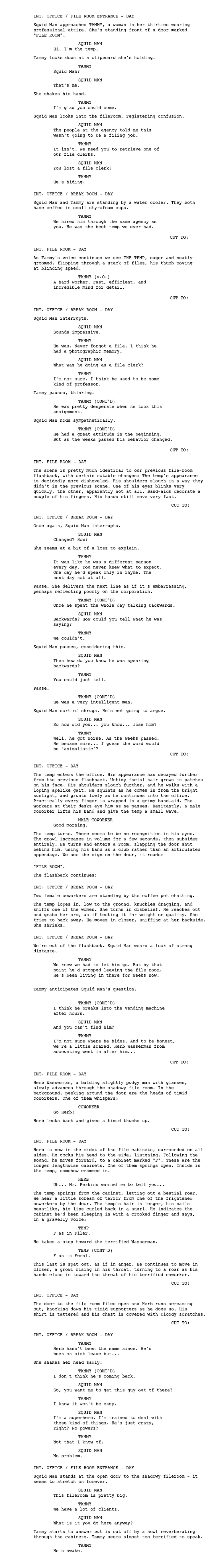 Screenplay excerpt from the movie Squid Man